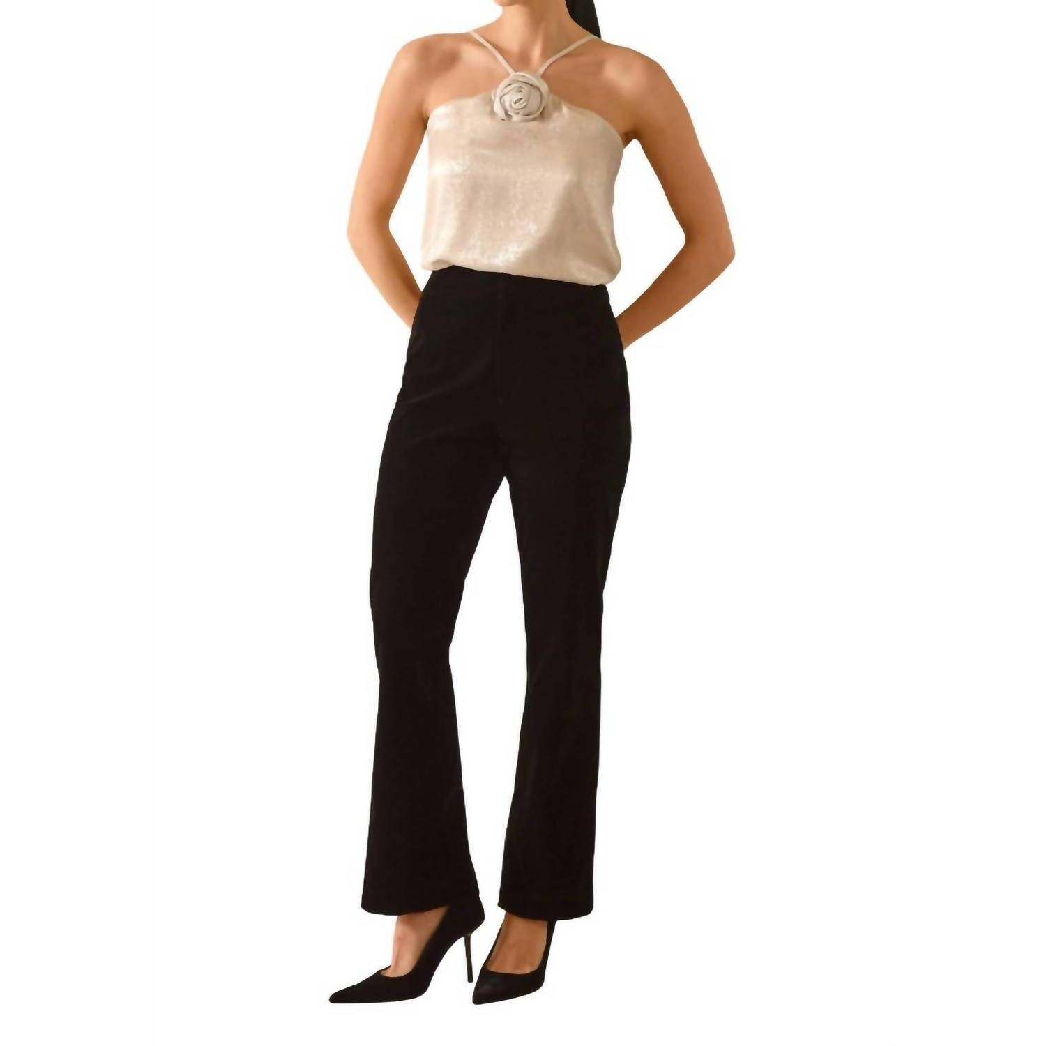 New Greylin Milton Velvet Straight Leg Pant In Black
